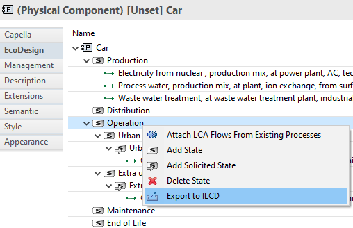 Attachment of LCA data to Capella model elements