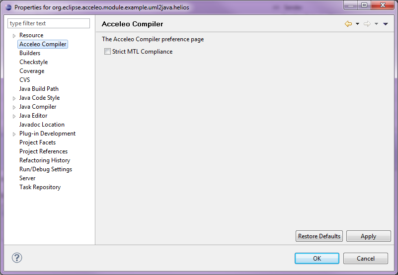 acceleo compiler compliance