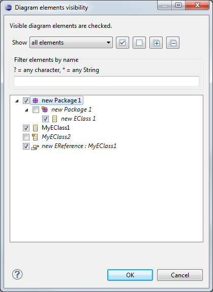 diagram editor show hide dialog