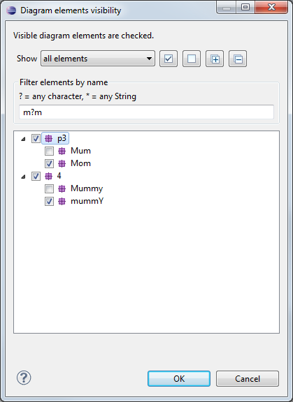 diagam editor shiw hide regexp