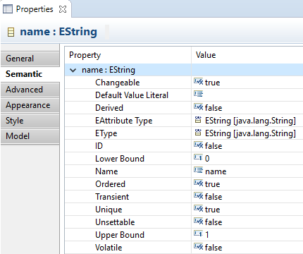 Obeo Designer properties 2